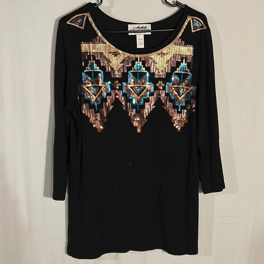 Back in the Saddle Blouse M  Black/Multi